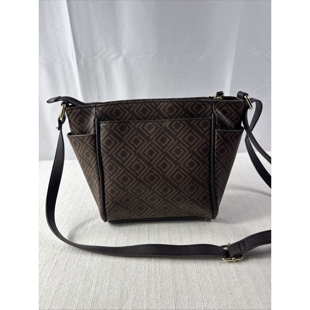 Liz Claiborne Geometric Brown  Shoulder Or Crossbody W/ Gold Accents Bag